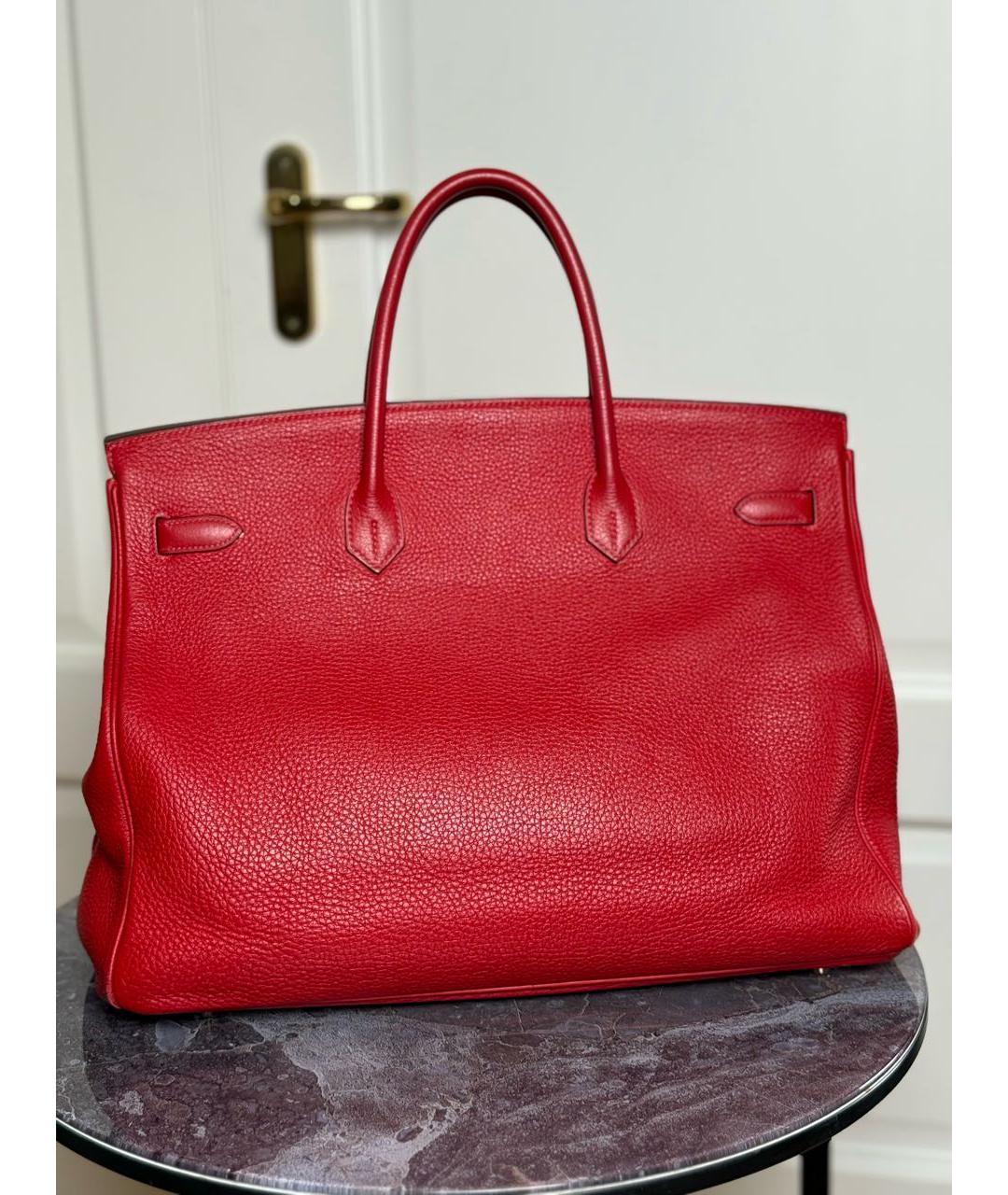 HERMES Красная кожаная сумка с короткими ручками, фото 3