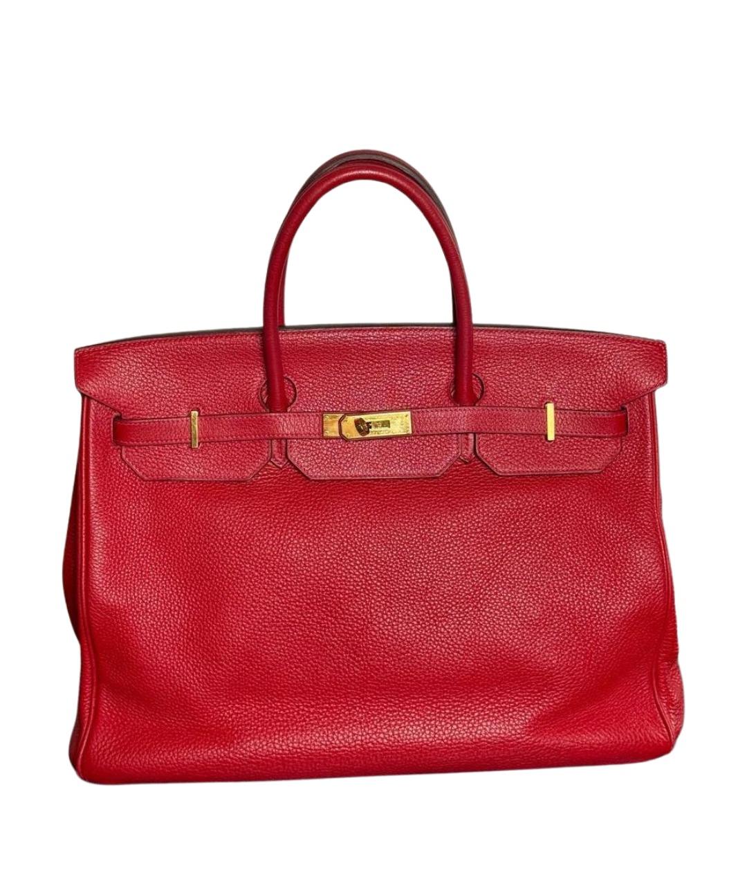 HERMES Красная кожаная сумка с короткими ручками, фото 1