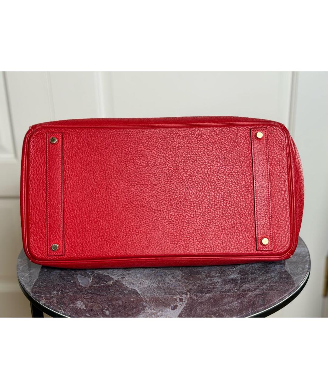 HERMES Красная кожаная сумка с короткими ручками, фото 7