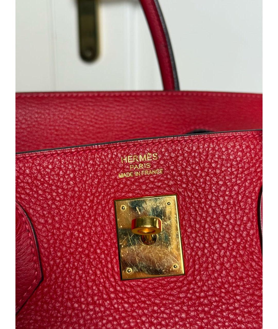 HERMES Красная кожаная сумка с короткими ручками, фото 5