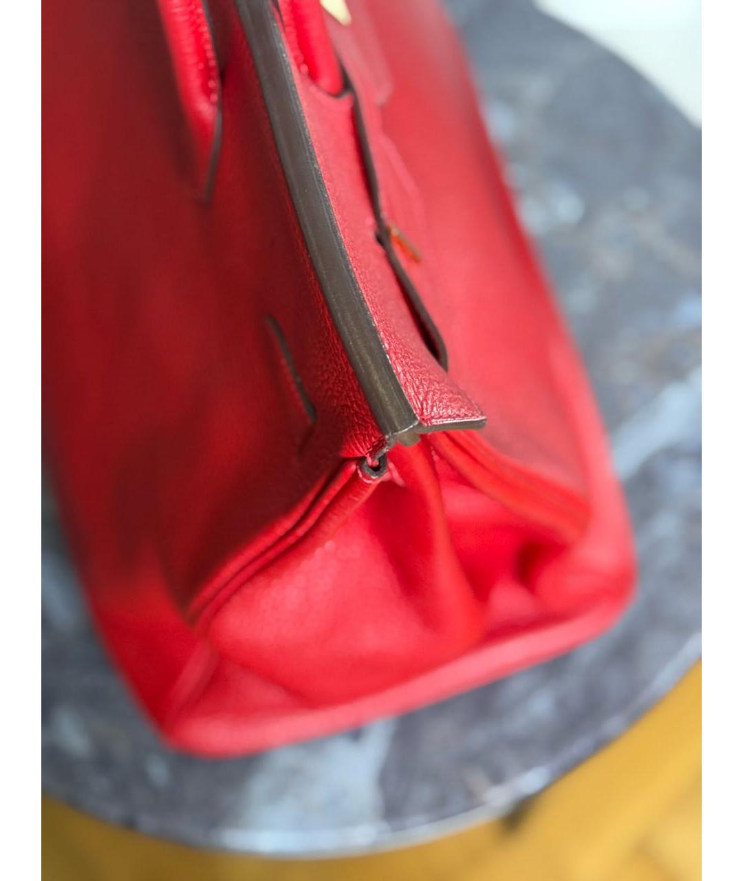 HERMES Красная кожаная сумка с короткими ручками, фото 2