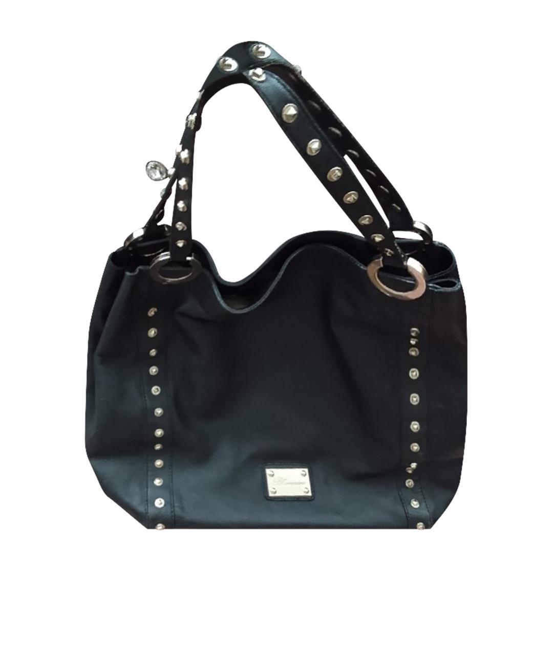 BLUMARINE Черная кожаная сумка тоут, фото 1