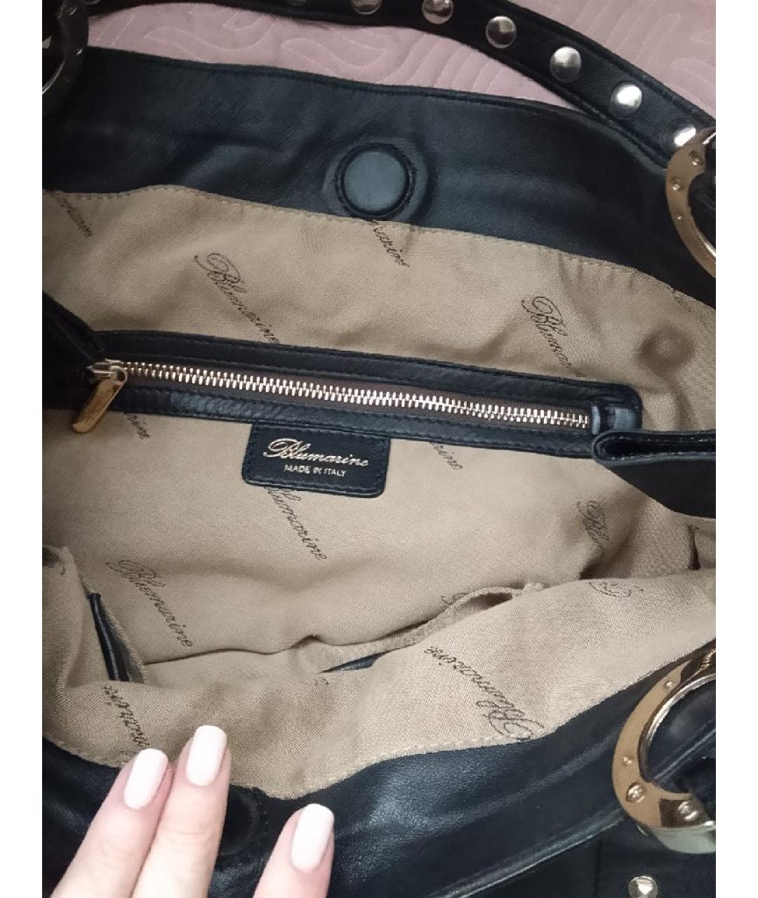 BLUMARINE Черная кожаная сумка тоут, фото 4