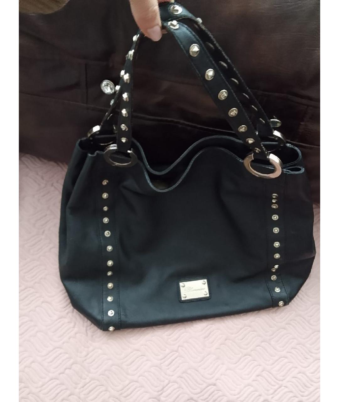 BLUMARINE Черная кожаная сумка тоут, фото 5