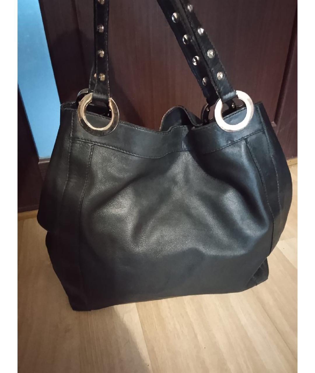 BLUMARINE Черная кожаная сумка тоут, фото 3