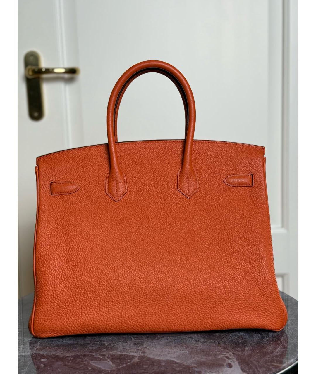 HERMES Оранжевая кожаная сумка с короткими ручками, фото 2