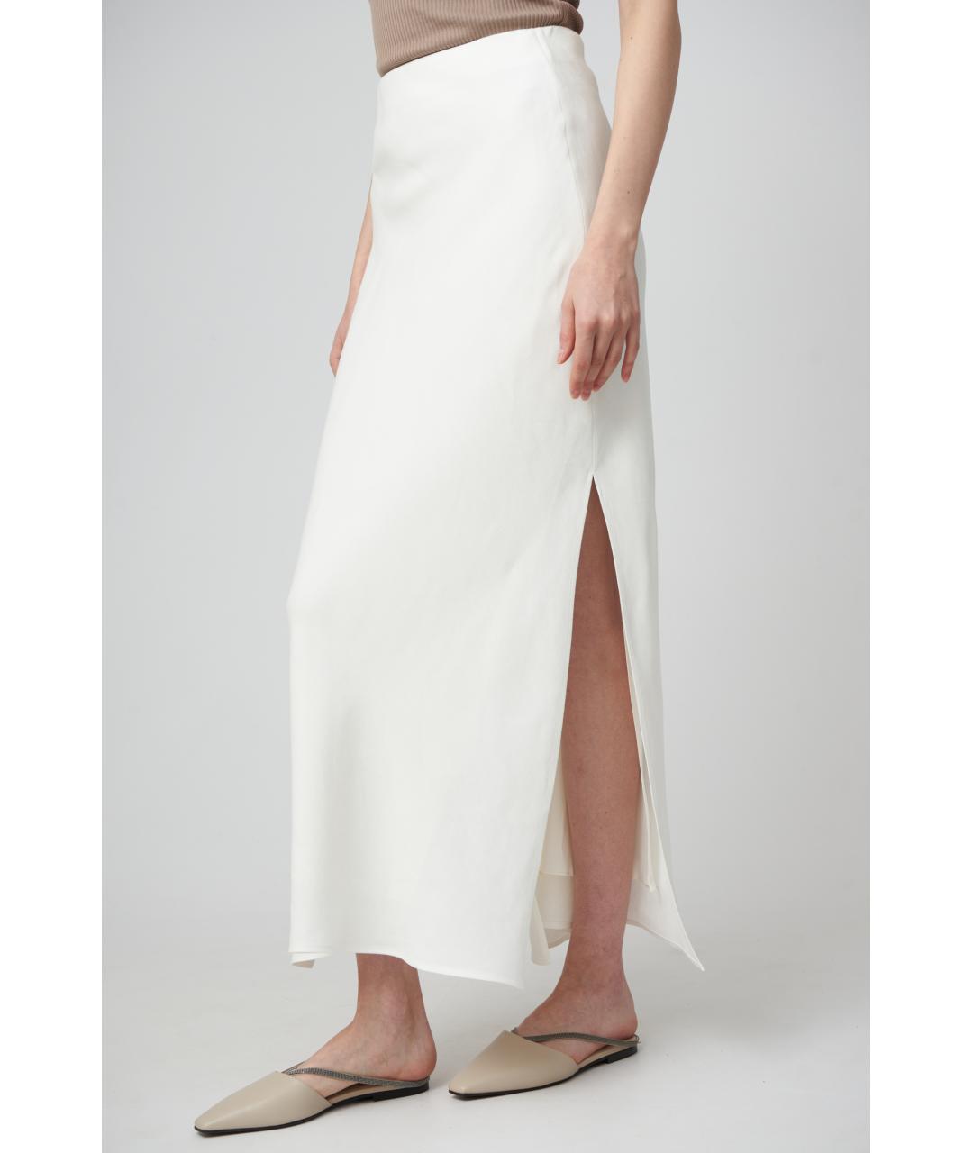 BRUNELLO CUCINELLI Белая вискозная юбка макси, фото 2