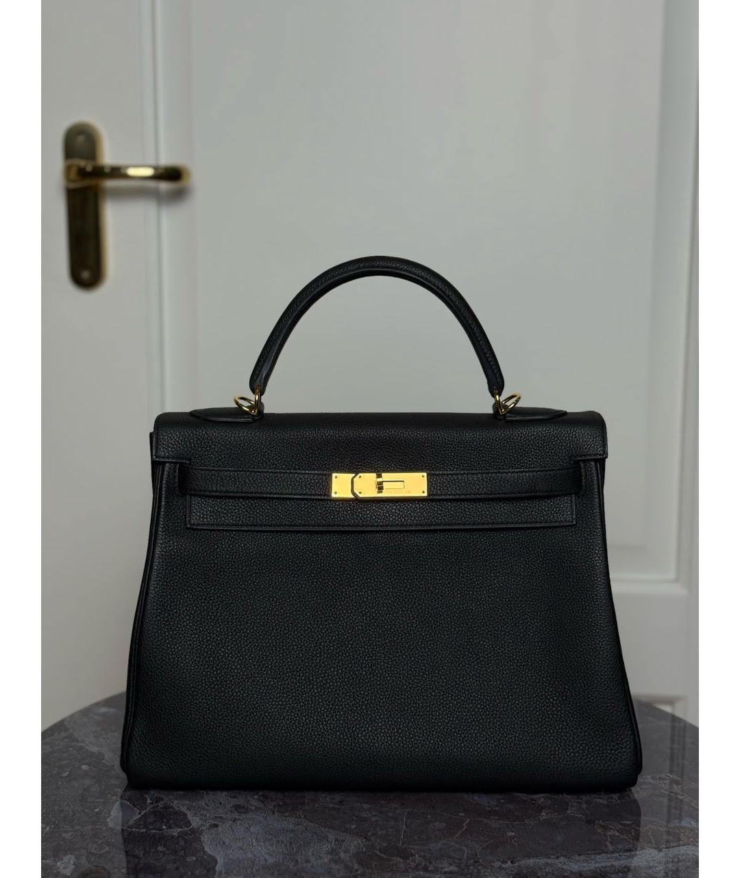 HERMES Черная сумка с короткими ручками из лакированной кожи, фото 9