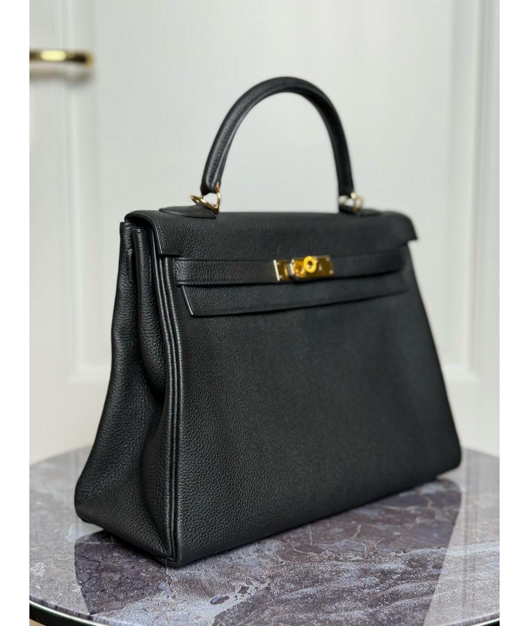 HERMES Черная сумка с короткими ручками из лакированной кожи, фото 3