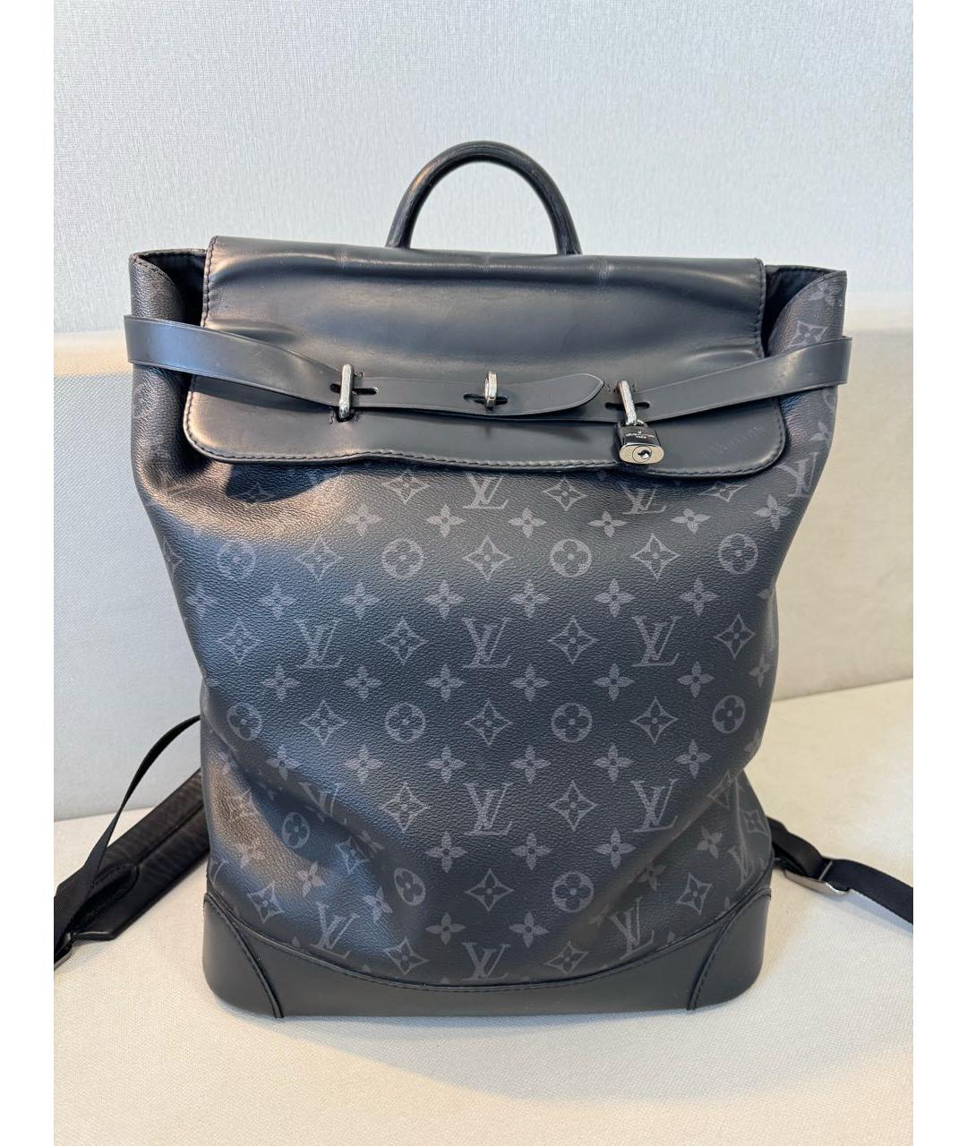 LOUIS VUITTON Черный рюкзак из искусственной кожи, фото 9