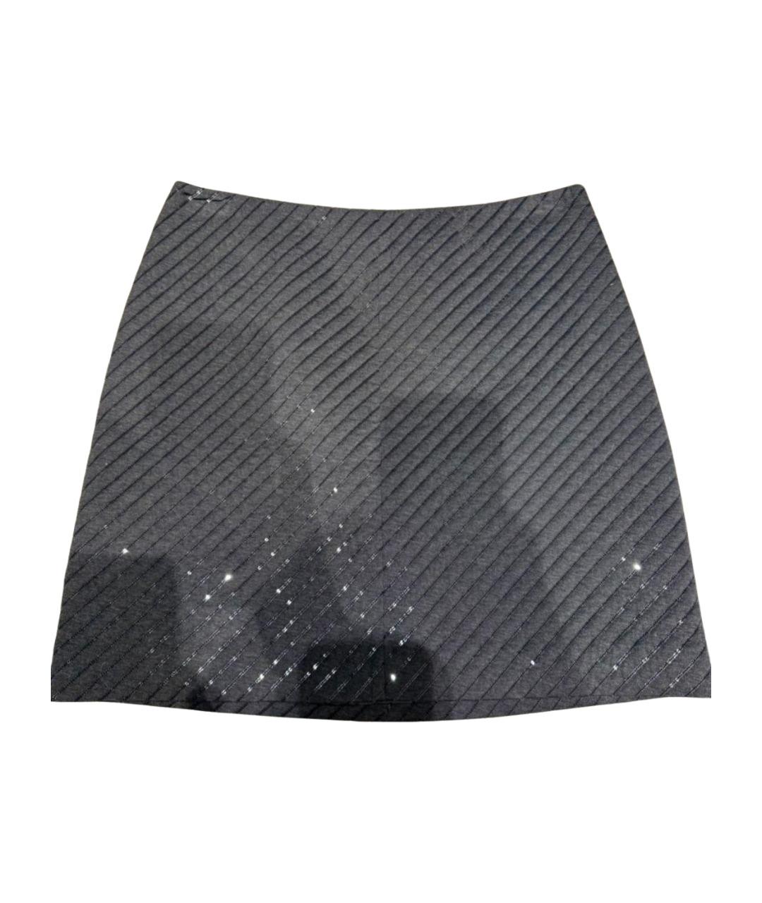 BRUNELLO CUCINELLI Антрацитовая хлопковая юбка мини, фото 1