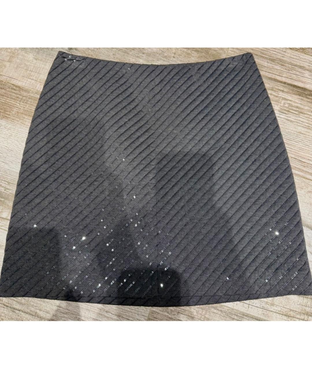 BRUNELLO CUCINELLI Антрацитовая хлопковая юбка мини, фото 7