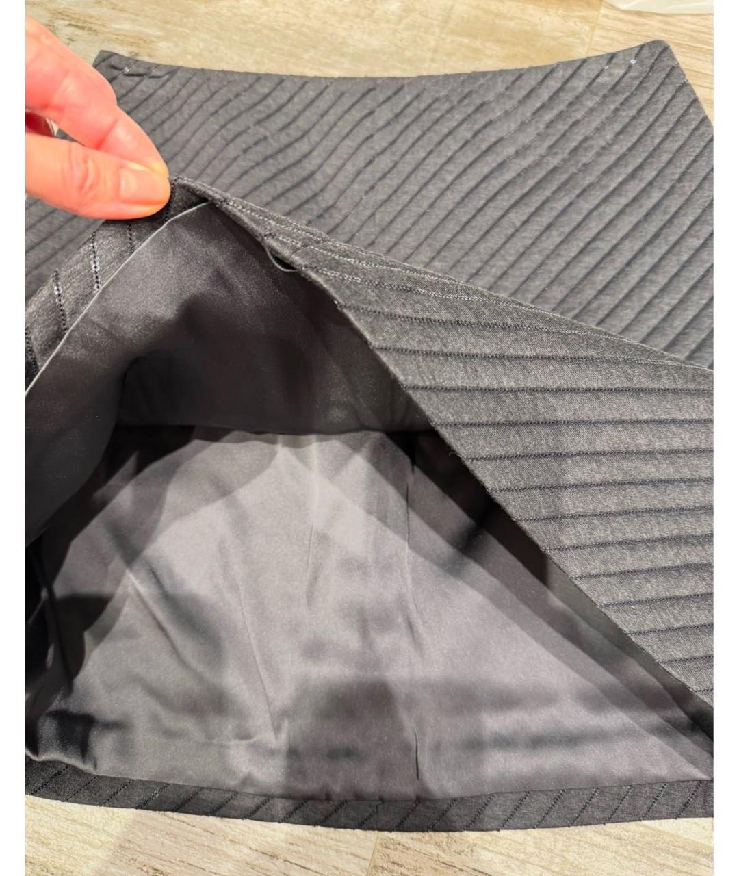 BRUNELLO CUCINELLI Антрацитовая хлопковая юбка мини, фото 3