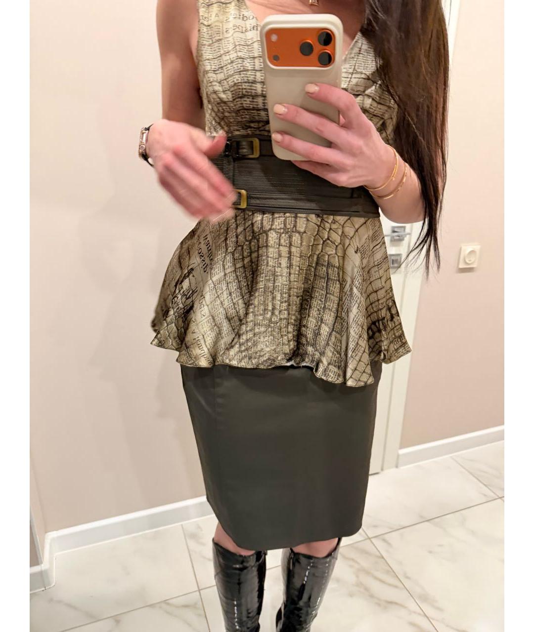 JOHN GALLIANO Хаки шелковый костюм с юбками, фото 4