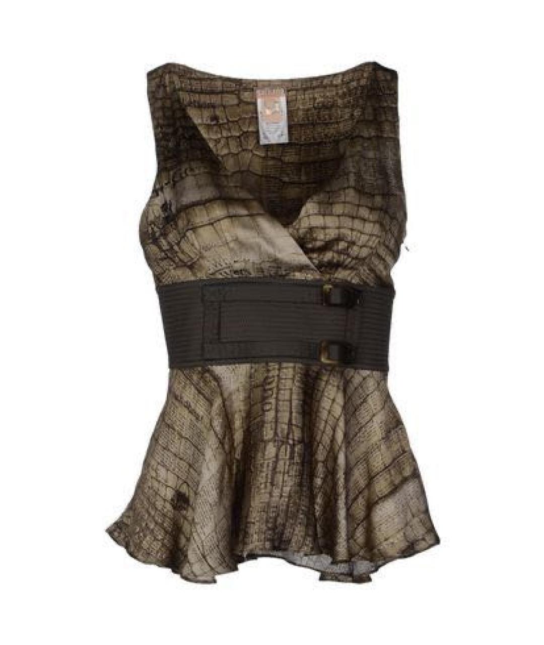 JOHN GALLIANO Хаки шелковый костюм с юбками, фото 3