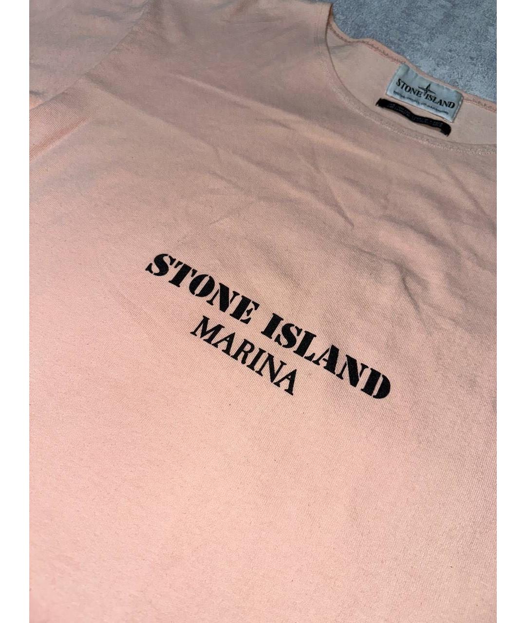 STONE ISLAND Коралловая хлопковая футболка, фото 3