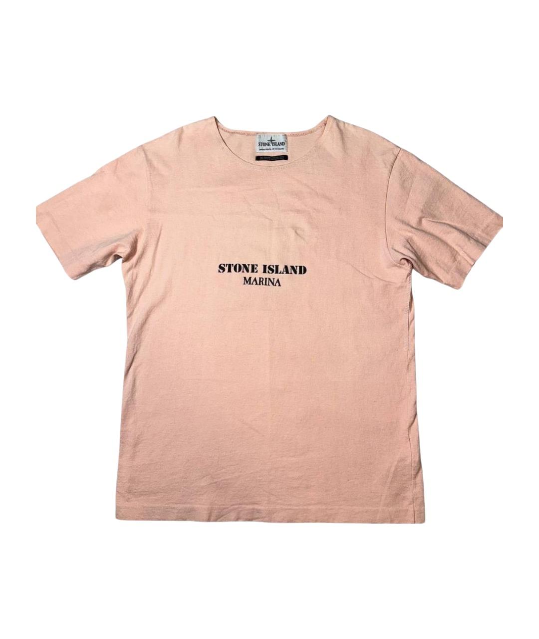 STONE ISLAND Коралловая хлопковая футболка, фото 1
