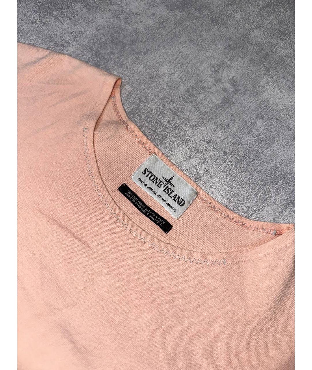 STONE ISLAND Коралловая хлопковая футболка, фото 4