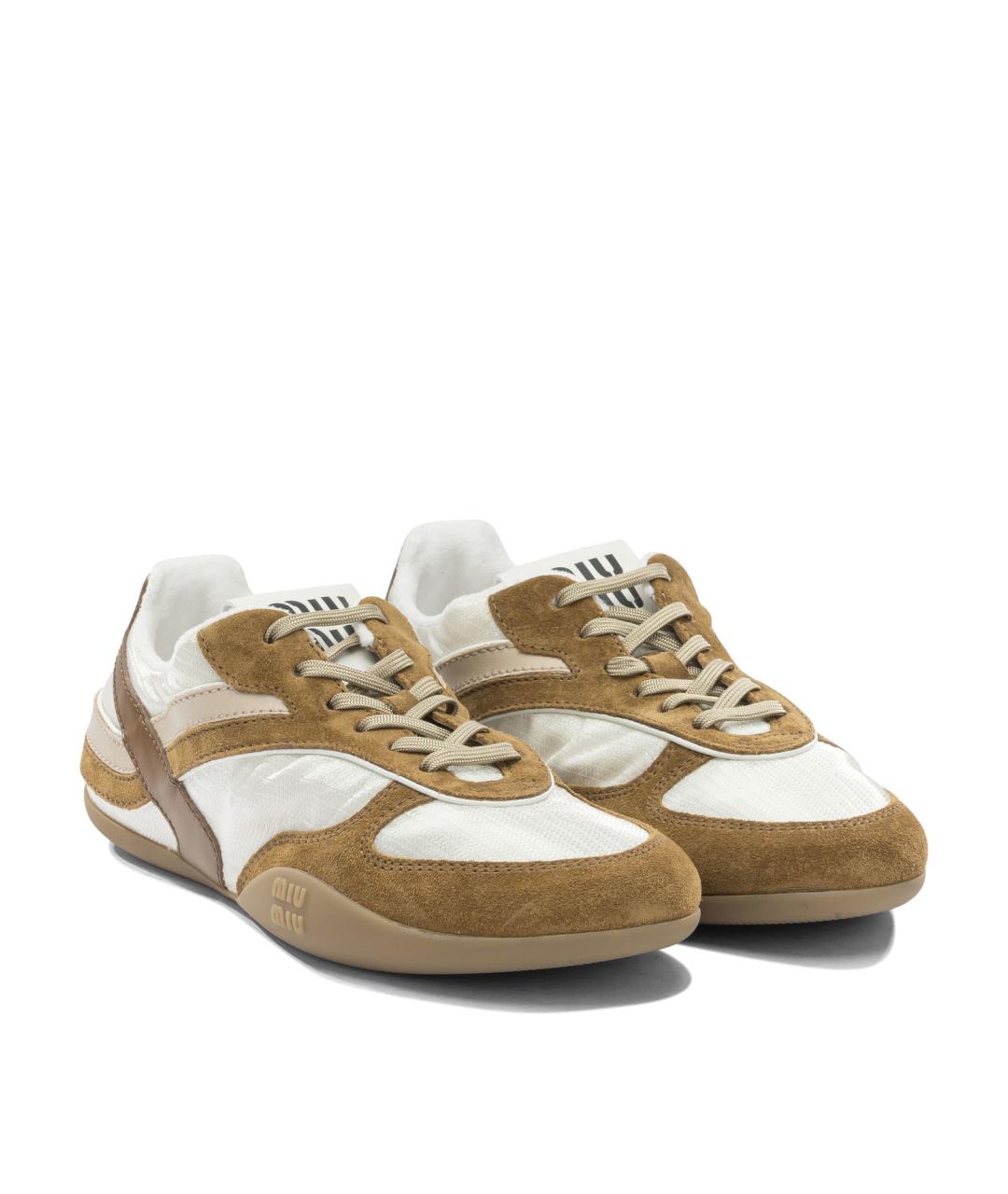 MIU MIU Бежевые синтетические кроссовки, фото 2