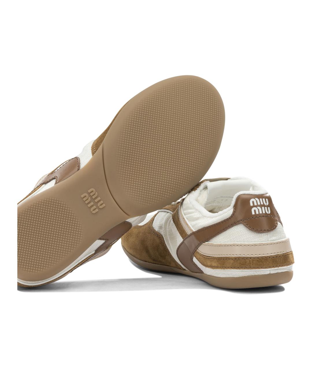 MIU MIU Бежевые синтетические кроссовки, фото 5