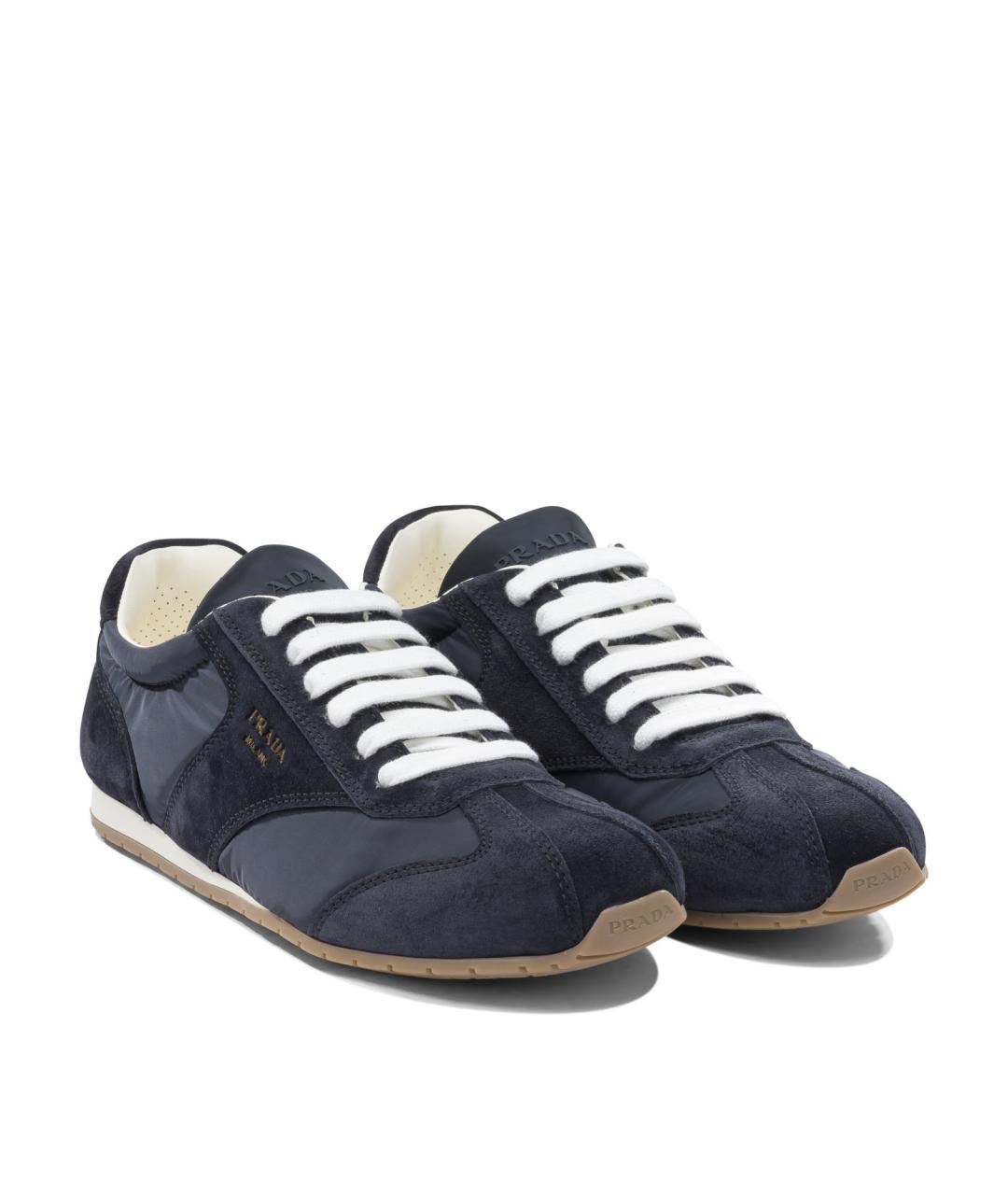 PRADA Синие замшевые низкие кроссовки / кеды, фото 2