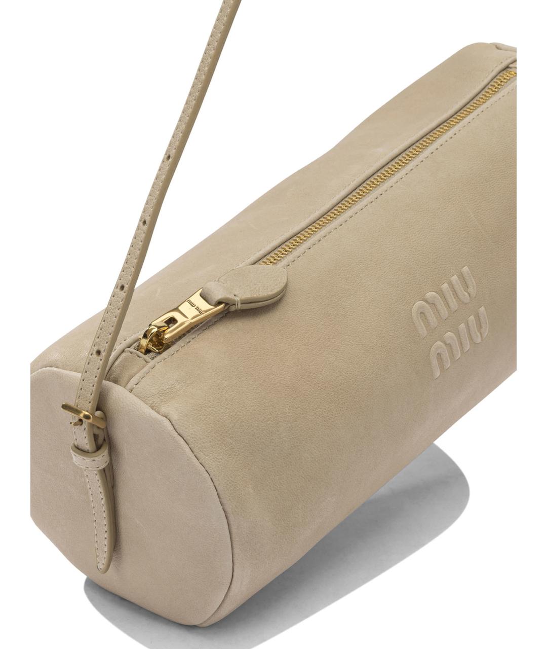 MIU MIU Бежевая замшевая сумка через плечо, фото 4
