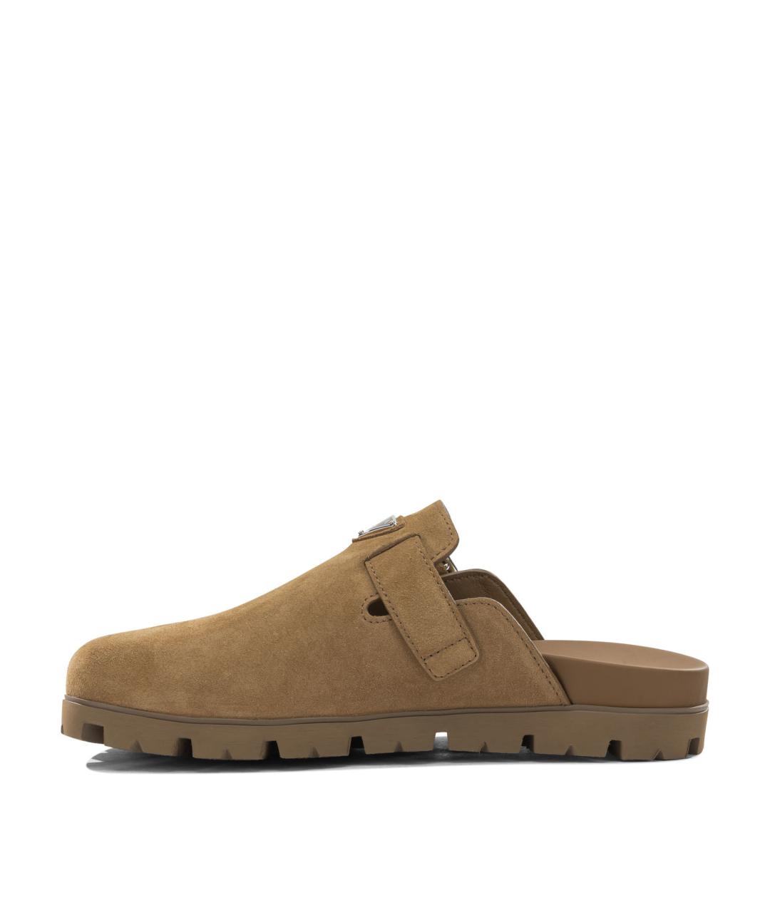 PRADA Коричневые замшевые шлепанцы, фото 3