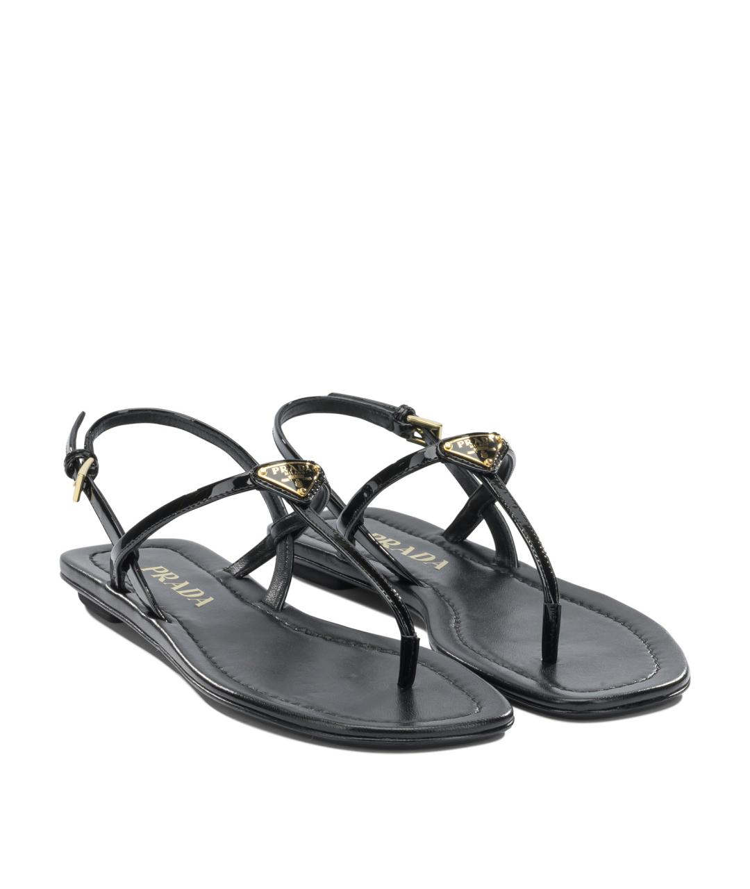 PRADA Черные кожаные босоножки, фото 2