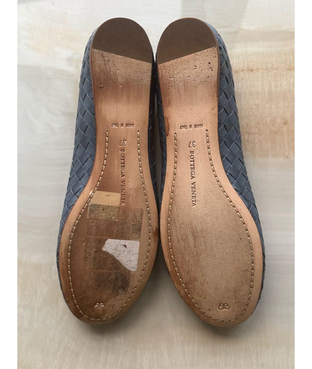 BOTTEGA VENETA Синие кожаные балетки, фото 7