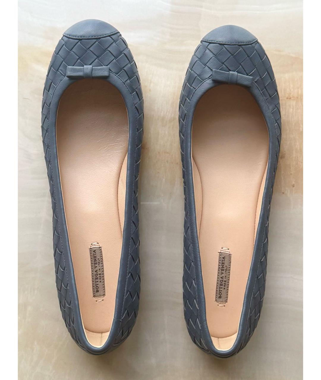 BOTTEGA VENETA Синие кожаные балетки, фото 3