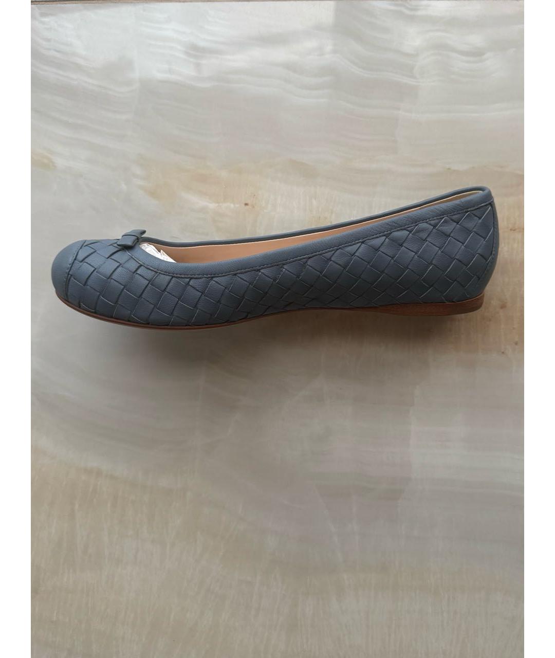 BOTTEGA VENETA Синие кожаные балетки, фото 8