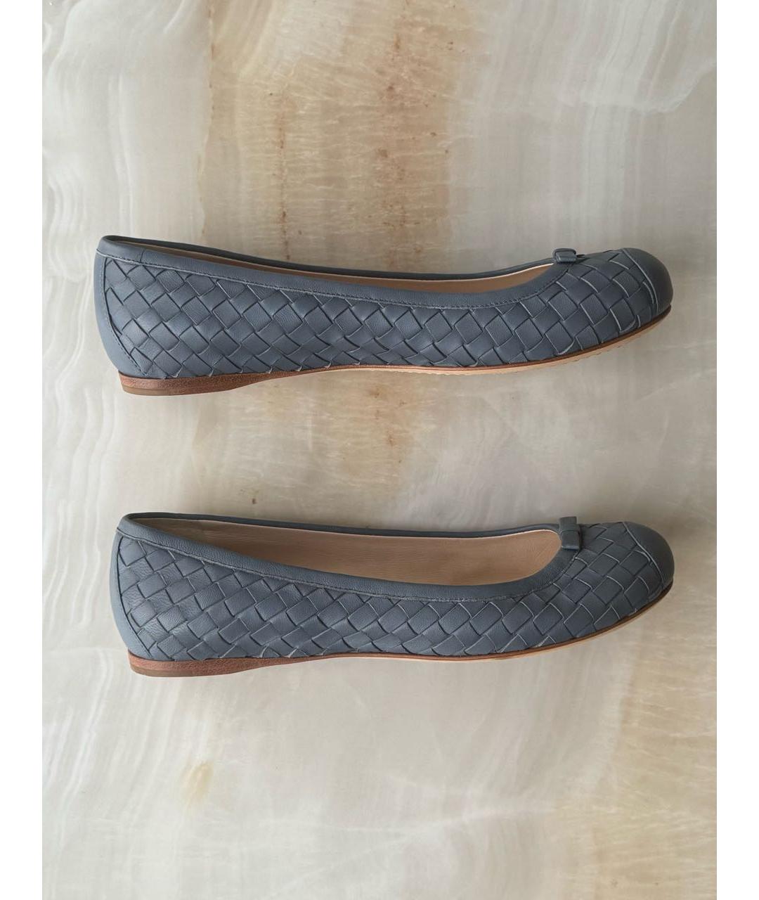 BOTTEGA VENETA Синие кожаные балетки, фото 5
