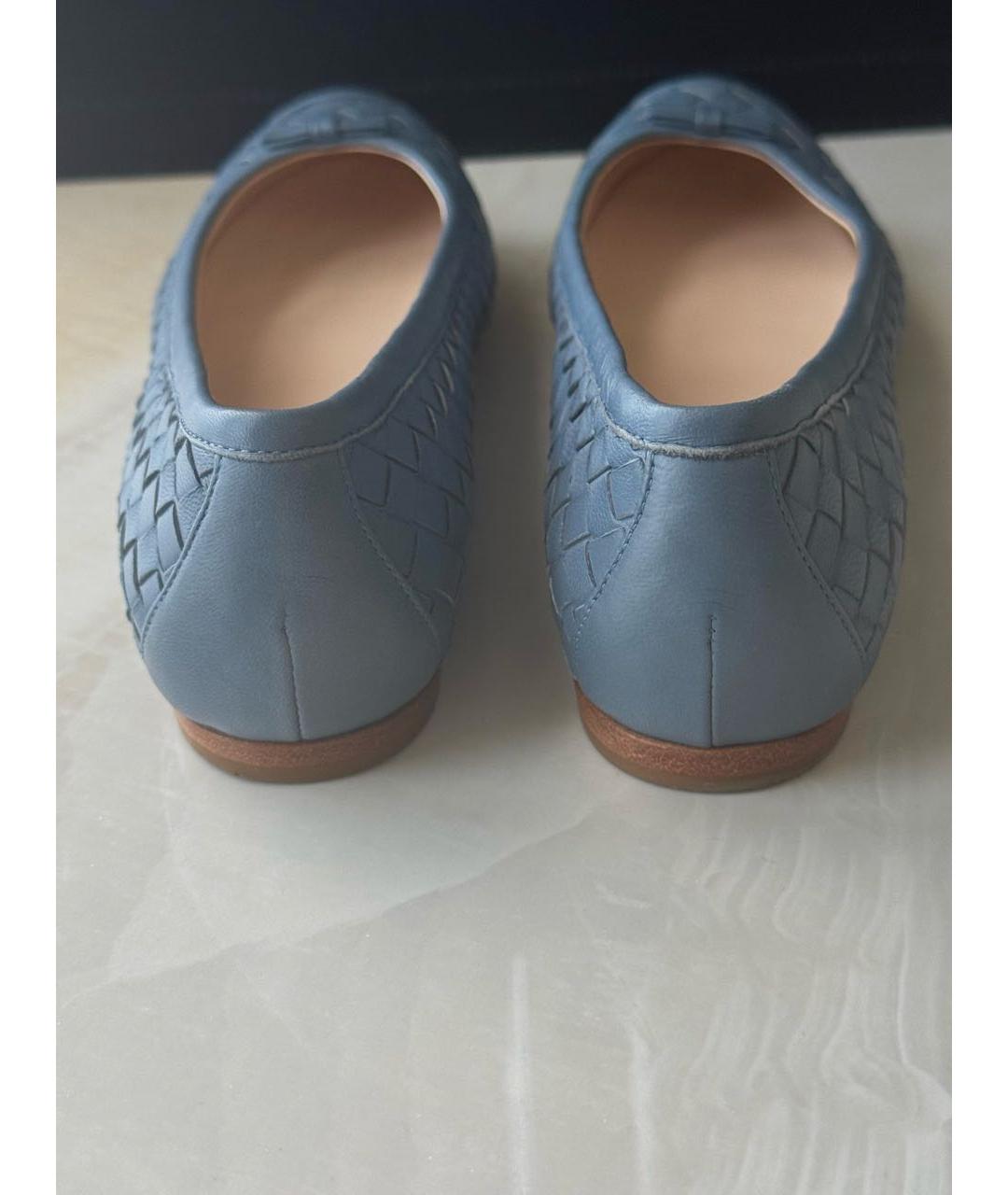 BOTTEGA VENETA Синие кожаные балетки, фото 4