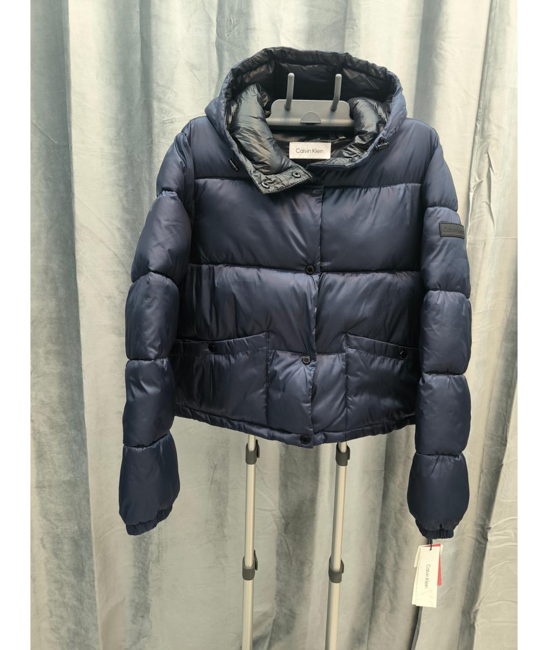 CALVIN KLEIN Темно-синий полиамидовый пуховик, фото 7