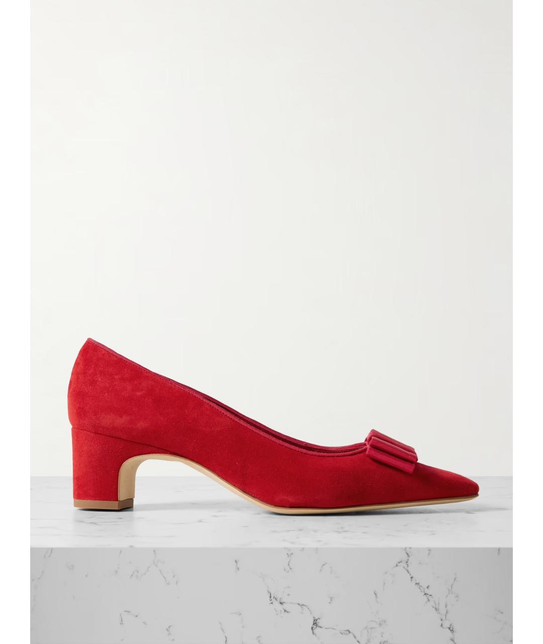 MANOLO BLAHNIK Красные замшевые туфли, фото 4