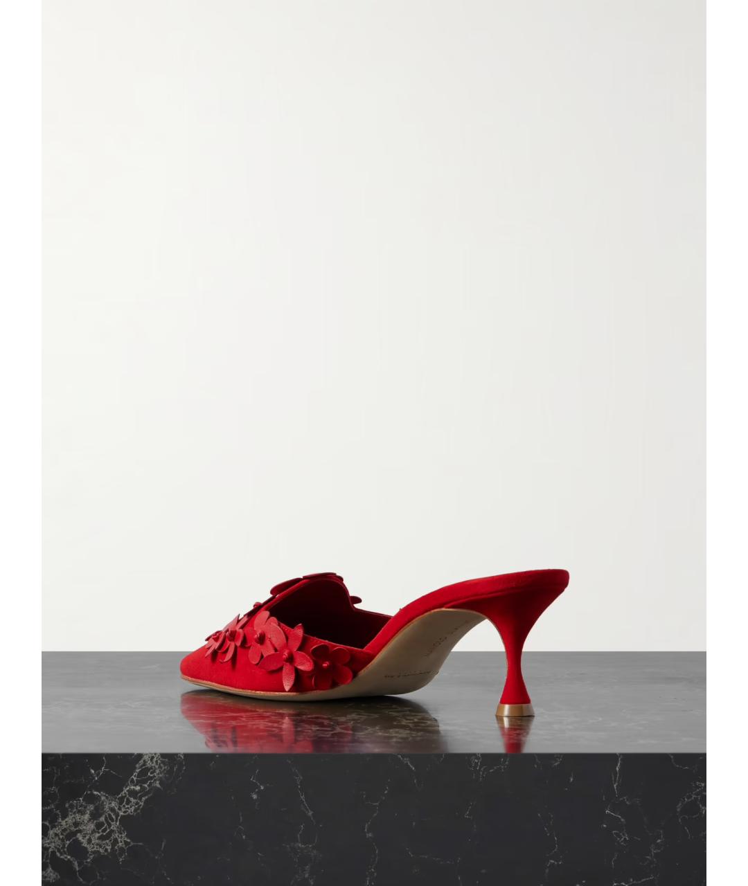 MANOLO BLAHNIK Красные замшевые мюли, фото 3