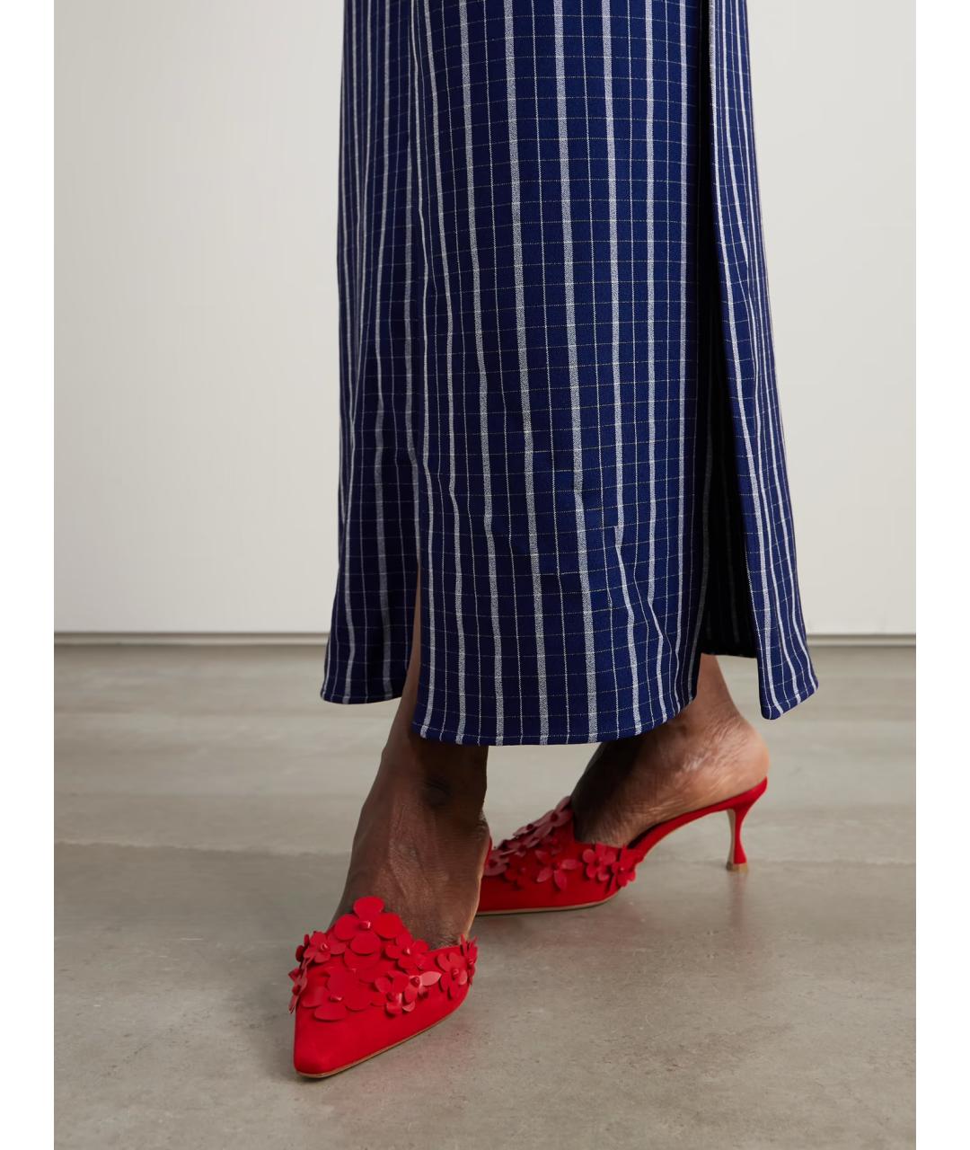 MANOLO BLAHNIK Красные замшевые мюли, фото 2