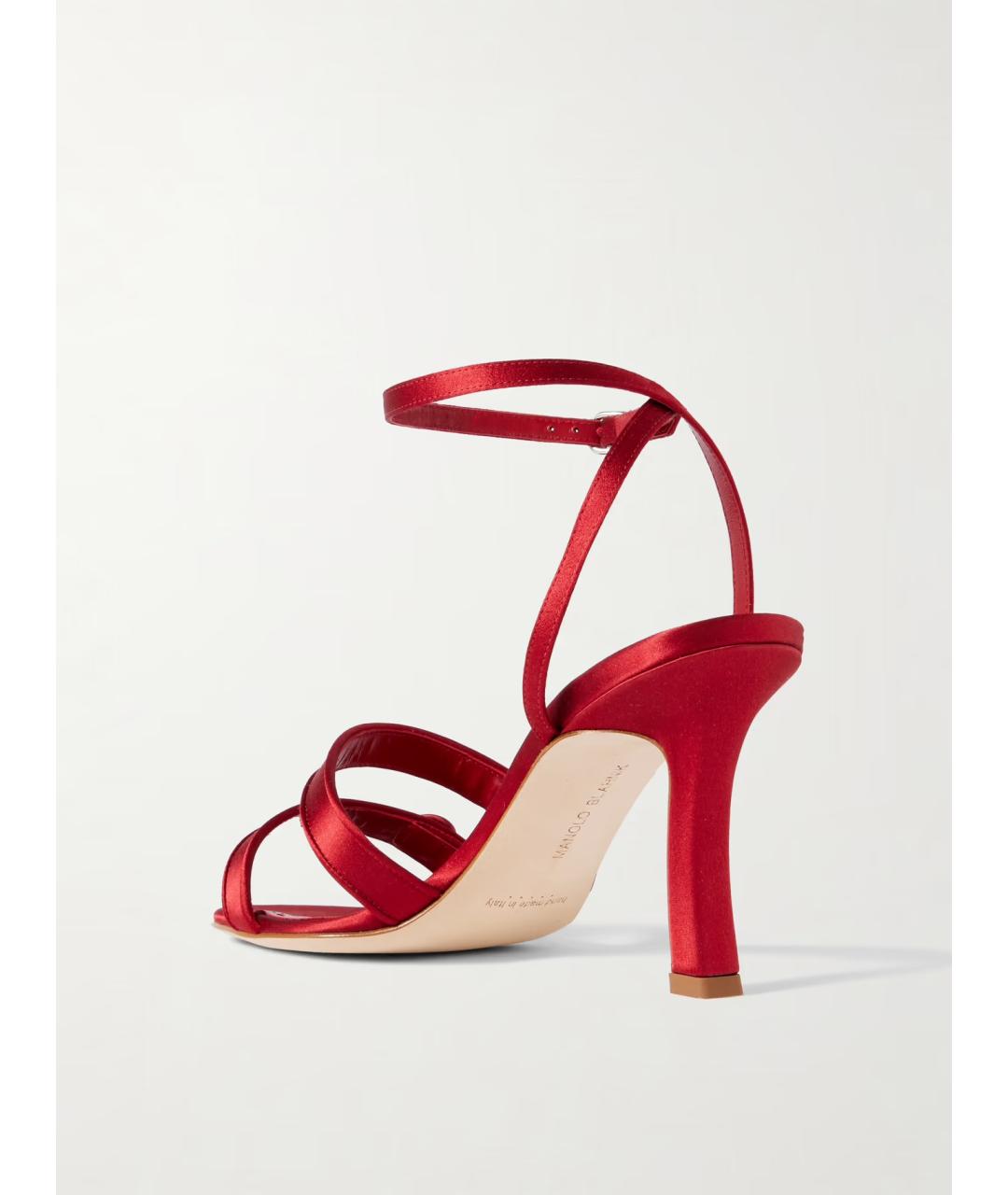 MANOLO BLAHNIK Красные текстильные босоножки, фото 3