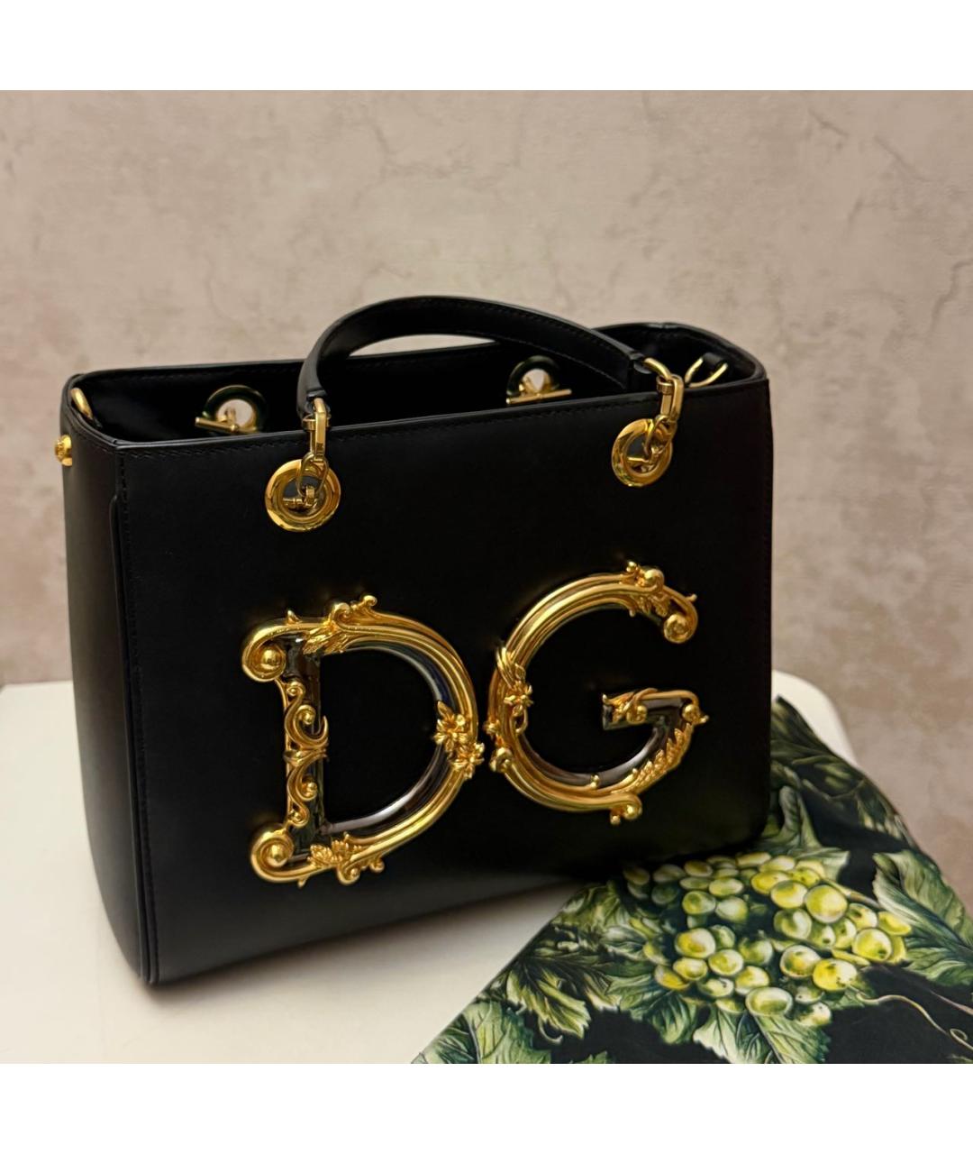 DOLCE&GABBANA Черная кожаная сумка тоут, фото 2