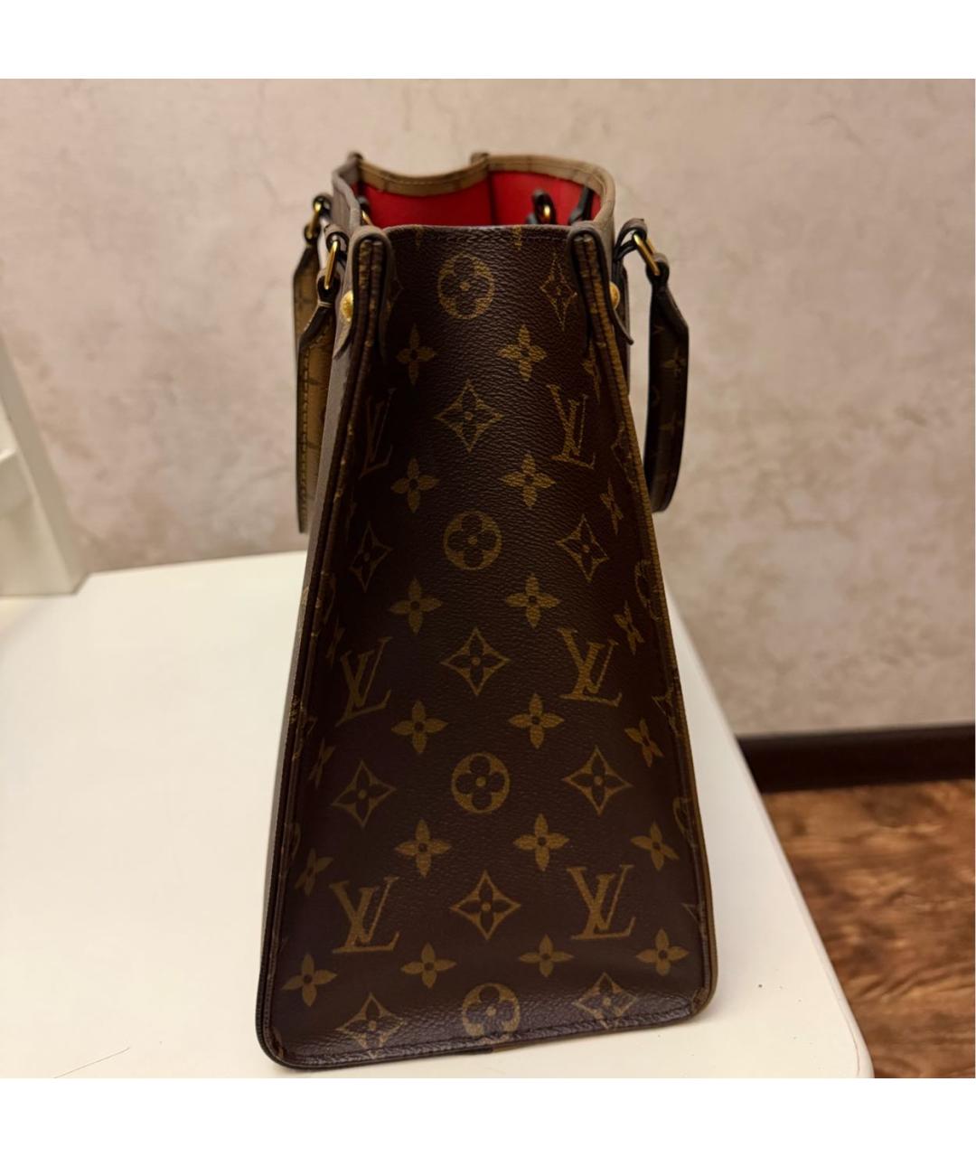 LOUIS VUITTON Коричневая кожаная сумка с короткими ручками, фото 2