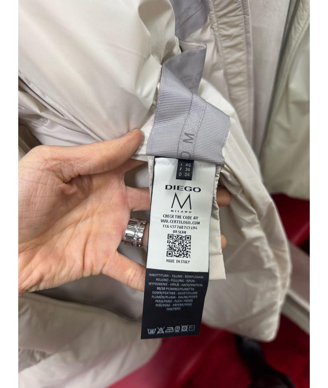 DIEGO M Бежевый полиэстеровый пуховик, фото 6