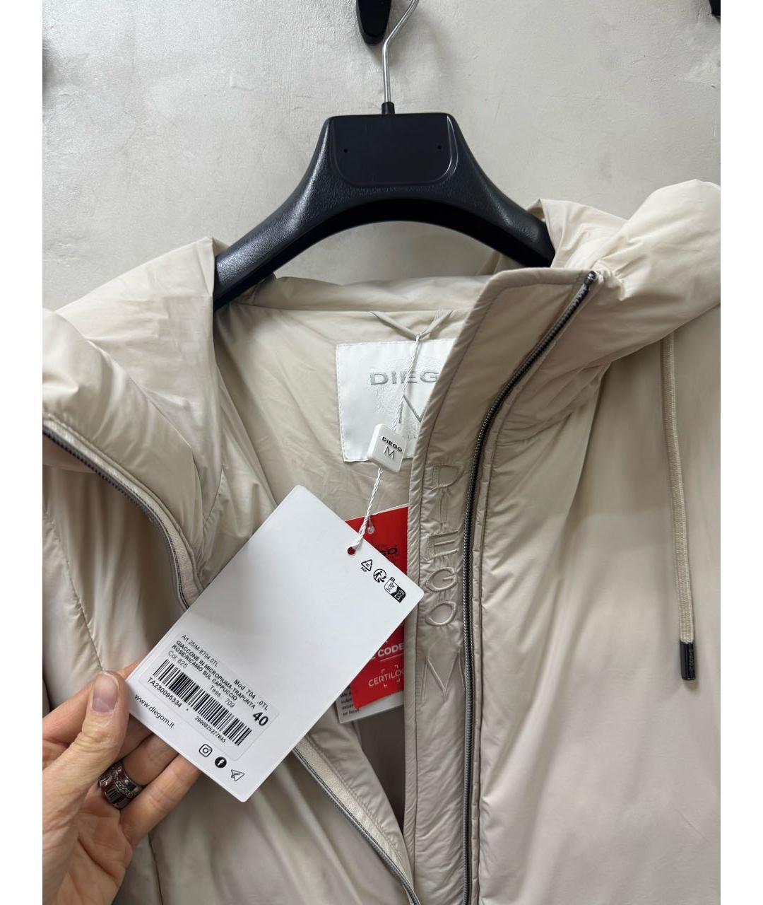 DIEGO M Бежевый полиэстеровый пуховик, фото 4