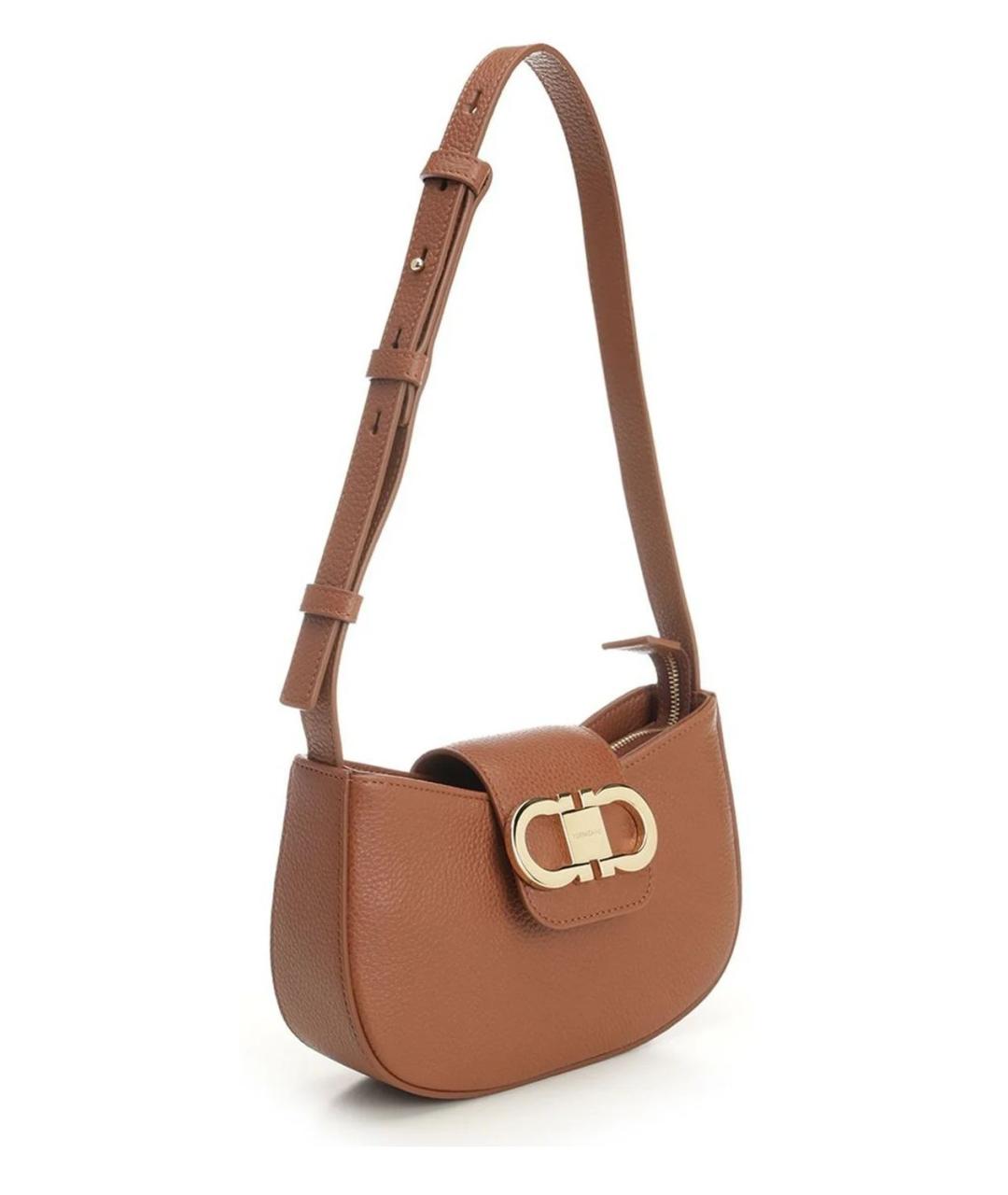 FERRAGAMO Коричневая кожаная сумка через плечо, фото 3