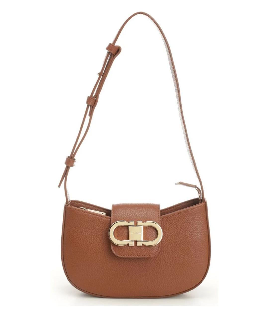 FERRAGAMO Коричневая кожаная сумка через плечо, фото 1