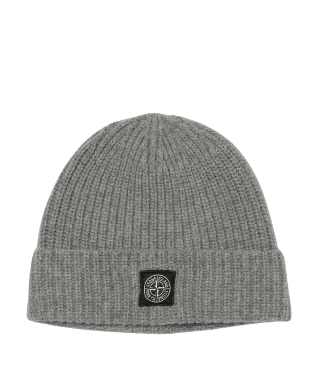 STONE ISLAND Серая шерстяная шапка, фото 1