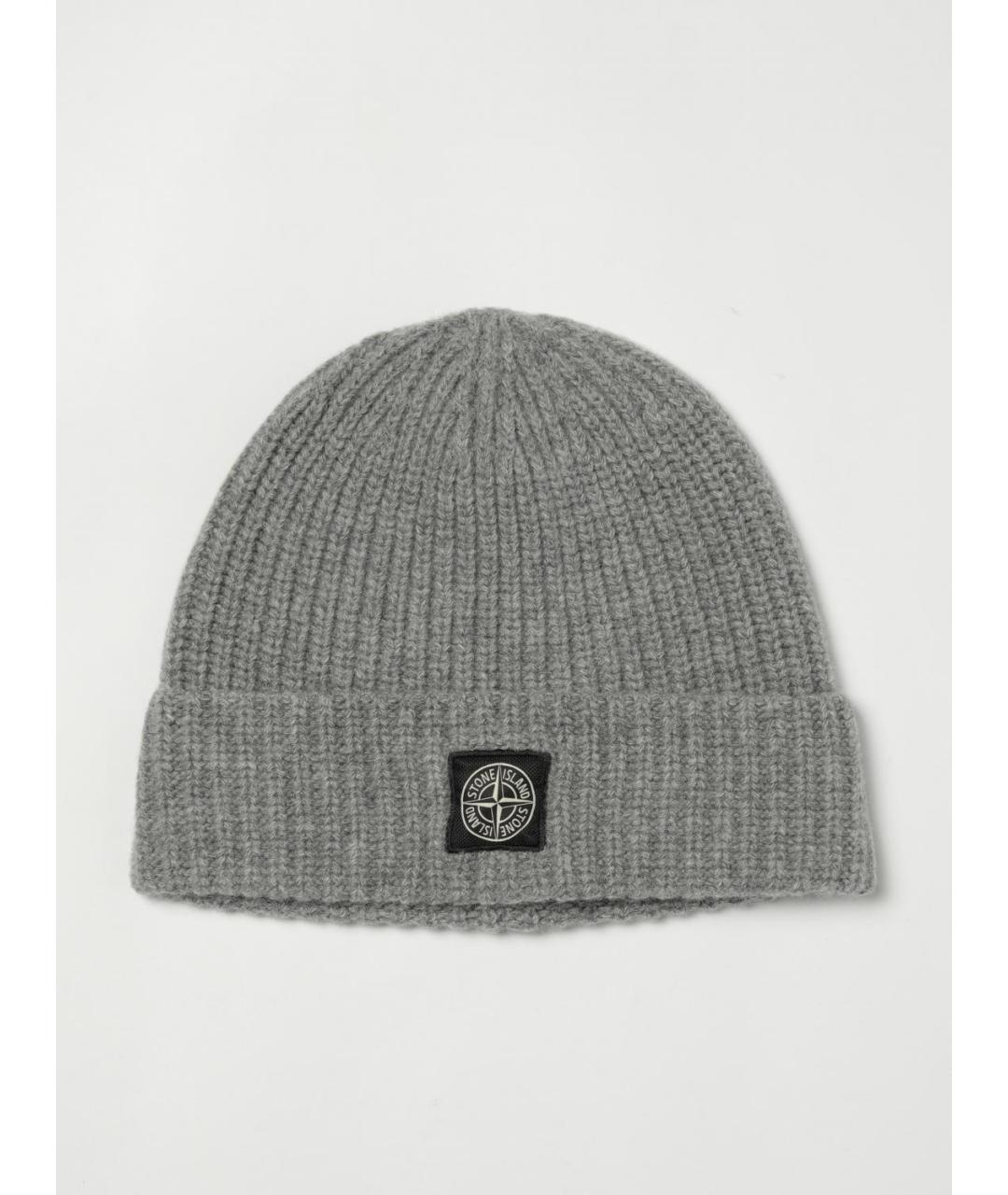 STONE ISLAND Серая шерстяная шапка, фото 3