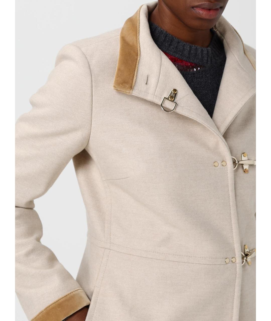 FAY Бежевое шерстяное пальто, фото 5