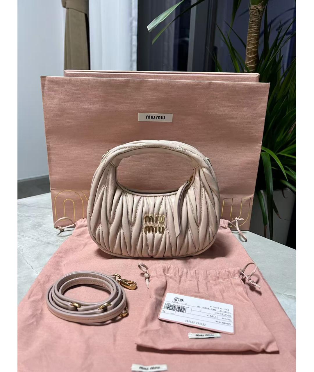 MIU MIU Розовая кожаная сумка с короткими ручками, фото 5