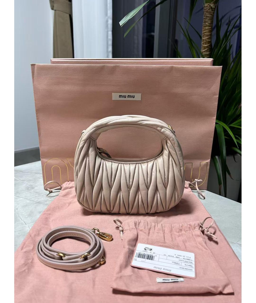 MIU MIU Розовая кожаная сумка с короткими ручками, фото 2