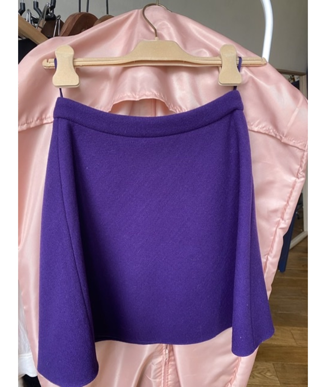 MIU MIU Фиолетовая шерстяная юбка мини, фото 5